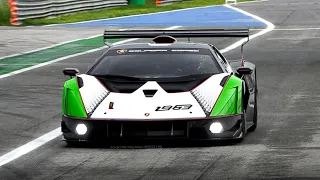 Lamborghini Essenza SCV12 Screaming at Monza: Downshifts, Pit Limiter & Traction Control Noise!