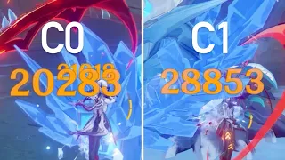 ARLECCHINO C0 vs C1 COMPARISON, + C2 DMG POTENTIAL | Genshin Impact