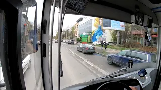 20 маршрут из кабины автобуса Электрон в Ужгороде, Украина