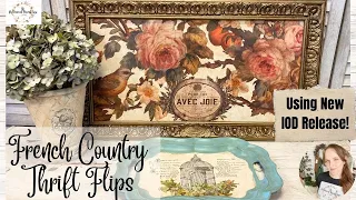 French Country Thrift Flips using NEW IOD Spring Release | DIY Ornate Frame | DIY Decor | Upcycle