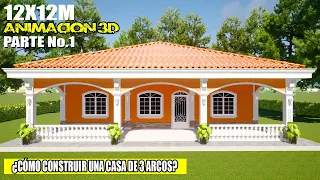 ✅¿Cómo construir una casa estilo guatemalteco? / Diseño de Casa 12 x 12 / ANIMACION 3D PARTE No.1