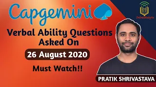 Capgemini English Questions asked on 26.08.2020 | Capgemini Verbal Ability | Must Watch |