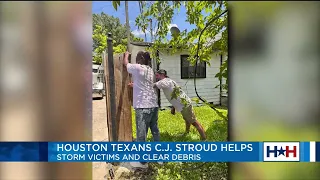 Texans quarterback C.J. Stroud helps cleanup after Houston's deadly storms