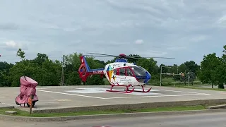 Oklahoma children’s  air one taking off from st Francis hospital