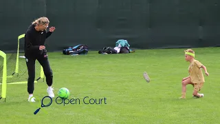 Victoria Azarenka and son Leo get their soccer practice in