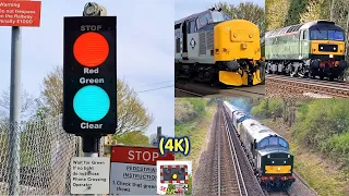 (4K) Class 37s and a Class 47 at Medhurst Row (User-worked) Level Crossing, Kent