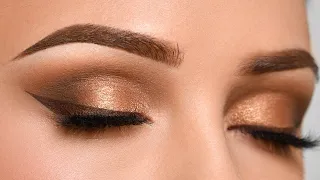 BRONZE Smokey Eye & BROWN eyeliner Makeup Tutorial