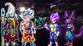 Goku Perfect MUI V2 OP & Whis V2 OP VS Vegeta Ultra Ego V2 OP & Beerus V4 OP (all form) in Mugen