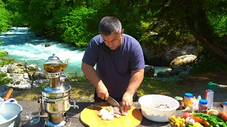 The Most Delicious Dish in the Frying Pan SAJ! Cooking in an Afghan cauldron. Lamb Tongues.