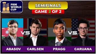 🔴 Fide World Cup 2023 | Semifinals - Game 2 | carlsen, abasov, caruana & Praggnanandhaa