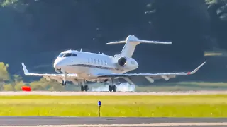 NetJets Bombardier Challenger 350 Landing and Taxi at Monroe County Airport [With ATC]