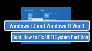 Windows 10 and 11 Won't Boot, How to Fix UEFI System Partition