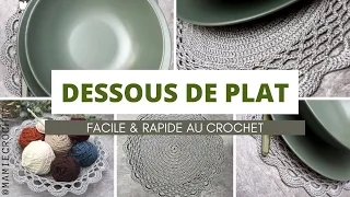 Comment faire UN DESSOUS DE PLAT  D'ASSIETTE NAPPERON AU CROCHET Tuto PAS A PAS #mamiecrochet