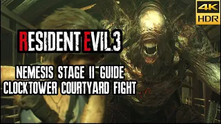 Nemesis Stage 2 Boss Guide - Clocktower Courtyard Fight - Resident Evil 3 Remake [4k HDR]