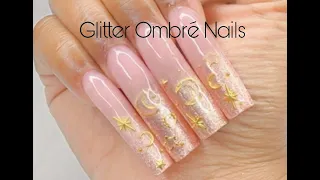 EASY GLITTER OMBRE POLYGEL NAILS ✨Beginner Friendly Nail Tutorial