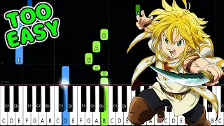 Netsujou no Spectrum - Nanatsu no Taizai OP 1- EASY Piano Tutorial [animelovemen]