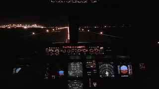 Airbus a320 Cockpit Night Take-Off at Rome Fiumicino Airport Runway 25