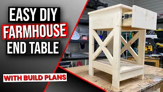 Easy DIY Farmhouse End Table With A Drawer For Storage