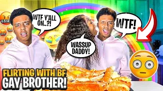 FLIRTING WITH MY BOYFRIENDS GAY BROTHER🌈 TO SEE HOW HE REACTS .. KINGCRAB SEAFOODBOIL MUKBANG!