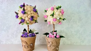 DIY Beautiful Flower Topiary / Flower Tree /How to make a Rose Topiary Tree / Step by step Tutorial