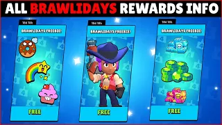 Brawlidays 15 days FREE gifts | gems , free skin , pins , sprays and more....