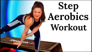 STEP AEROBICS WORKOUT. CARDIO STEP CLASS. - LOW IMPACT BEGINNER - INTERMEDIATE STEPPER AEROBICS.