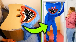 How to make Huggy Wuggy mask from Cardboard DIY
