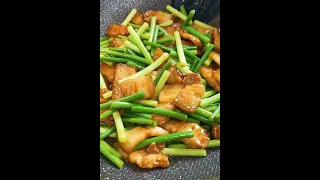 Stir fry Pork with spring onion flower | Quick and Easy | Shorts