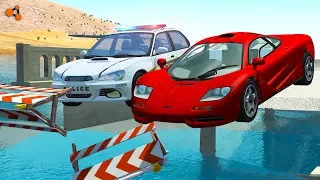 Beamng drive - Police Chases vs. Sports Cars crashes