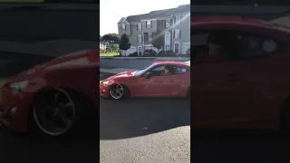 Slammed Static Scion FRS Scrapes Leaving Driveway