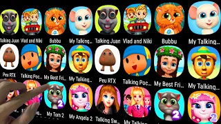 My Talking (Hal + Pinocchio + Tom 2 + Pretty Girl + Pocoyo 2) & Bubbu,Monster Truck Vlad & Niki.....