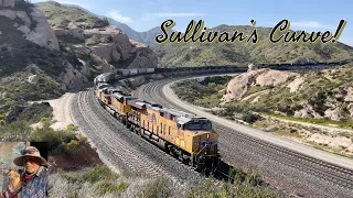 Famous Sullivan’s Curve Cajon Pass! Union Pacific Manifest Train. Southbound Palmdale Cutoff! 4KHDR!