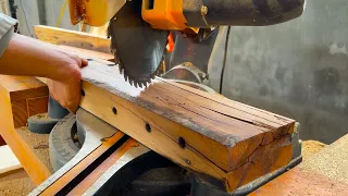 Amazed By The RAILWAY Sleepers Wood Processing Project: The Young Man Making Never Seen Furniture