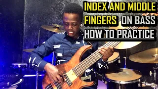 How to practice Index & Middle fingers on bass - beginners bass lesson by O.V.Gilberto