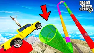 FRANKLIN TRIED THE MOST IMPOSSIBLE ULTRA MEGA RAMP PARKOUR CHALLENGE GTA 5 | SHINCHAN and CHOP