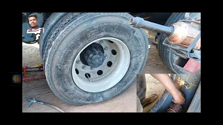 Truck ( 22 .5 ) Tubeless tyre Puncture Repair  // Easy Method Mushroom Puncture