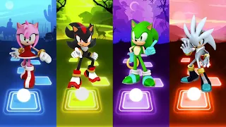 Amy Rose Sonic 🆚 Shadow Sonic 🆚 Green Sonic 🆚 Silver Sonic | Sonic Tiles Hop EDM Rush