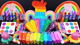 Peppa Pig Rainbow Slime Mixing Random Cute, shiny things into slime #ASMR #Satisfying #slimevideos