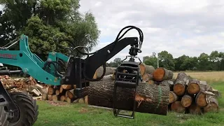 Chwytak obrotowy do drewna - efektywność w akcji z ładowarką Schmidt