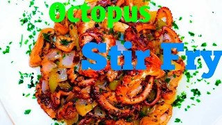Chinese Style Spicy Garlic Stir Fry Octopus/Calamary. Best sea Food Recipe #Octopus #stirfry #recipe