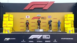 Jehan Daruvala F2 race win. Indian national anthem.