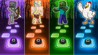 Skeleton Rap vs Pigman vs Zombie vs Chicken Wing | Tiles Hop EDM Rush