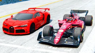 Ferrari F1 2022 F1-75 vs Bugatti Chiron Pur Sport at Monza GP