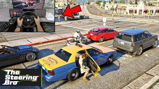 GTA 5 - One Day in Traffic as a Taxi Driver | G29 Steering Wheel & Gear Shifter Gameplay