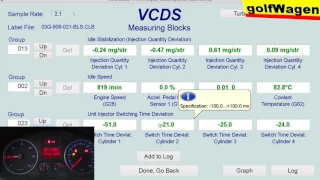 VW Golf 5, 1.9TDI 77KW measuring engine injection quantity etc. VCDS-VAG