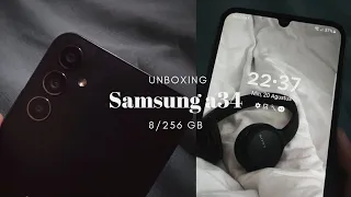 Samsung A34 5g 8/256 (graphite) || aesthetic unboxing, accessories and camera test