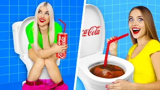 REAL FOOD VS  COCA COLA FOOD CHALLENGE || Eating Cola Food For 24 Hours by RATATA