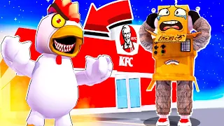 ИСТОРИЯ ПОБЕГ ИЗ KFC! ЭТОТ РАБОТНИК СОШЕЛ С УМА И ХОЧЕТ МЕНЯ ПОЙМАТЬ! НУБ И ПРО ВИДЕО ROBLOX