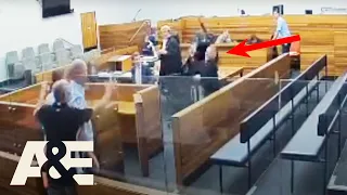Court Cam: Rugby Player Tosses Chairs, RAGES in Courtroom After Sentencing | A&E