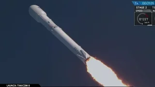 Falcon 9 / Thaicom 8 Launch - Third Rocket Landing at Sea